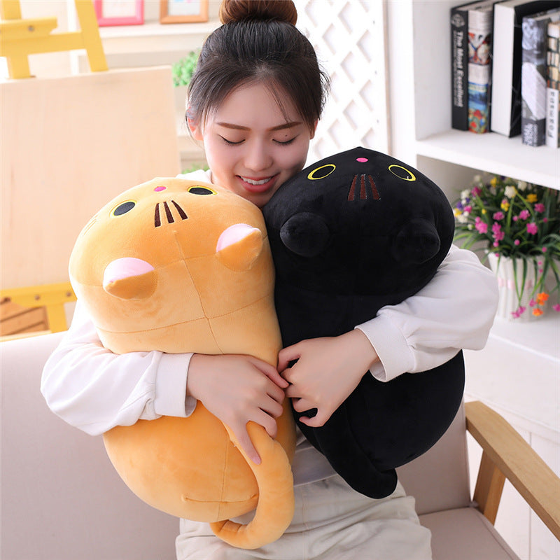 Chubby Cat Plush Pillow | Ultra-Soft Stuffed Animal | Kawaii Round Nap Companion