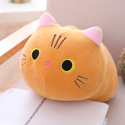 Chubby Cat Plush Pillow | Ultra-Soft Stuffed Animal | Kawaii Round Nap Companion
