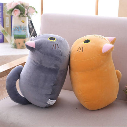 Chubby Cat Plush Pillow | Ultra-Soft Stuffed Animal | Kawaii Round Nap Companion