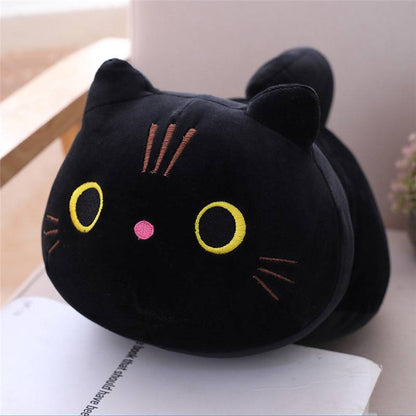 Chubby Cat Plush Pillow | Ultra-Soft Stuffed Animal | Kawaii Round Nap Companion