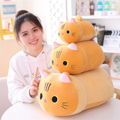 Chubby Cat Plush Pillow | Ultra-Soft Stuffed Animal | Kawaii Round Nap Companion