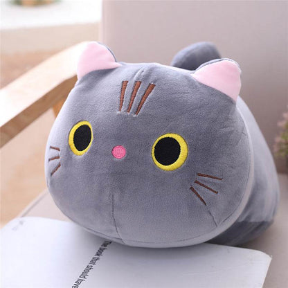 Chubby Cat Plush Pillow | Ultra-Soft Stuffed Animal | Kawaii Round Nap Companion