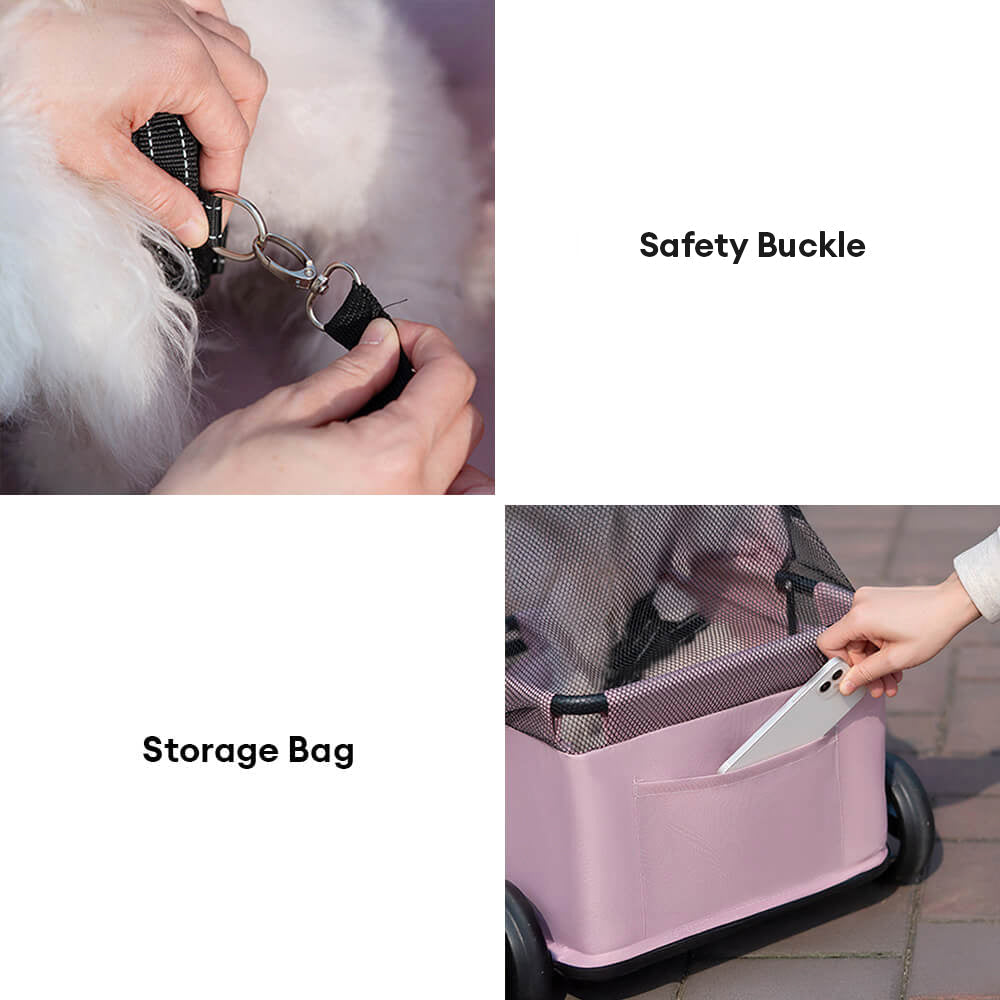 Lightweight Compact Foldable Small Dogs Pet Stroller with Sunshade Canopy