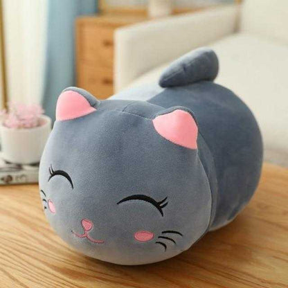 Chubby Cat Plush Pillow | Ultra-Soft Stuffed Animal | Kawaii Round Nap Companion