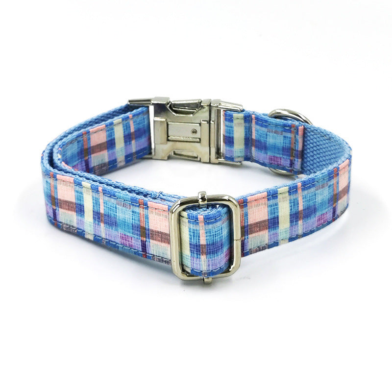 Plaid Dog Collar Print Bow Tie Bow Set