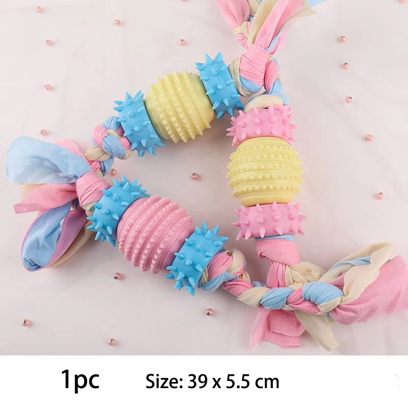 Pet Dog Chew Toys For Small Dog, TPR Knot Toys Bite Resistant, Molar Teeth Cleaning, Training and Interactive