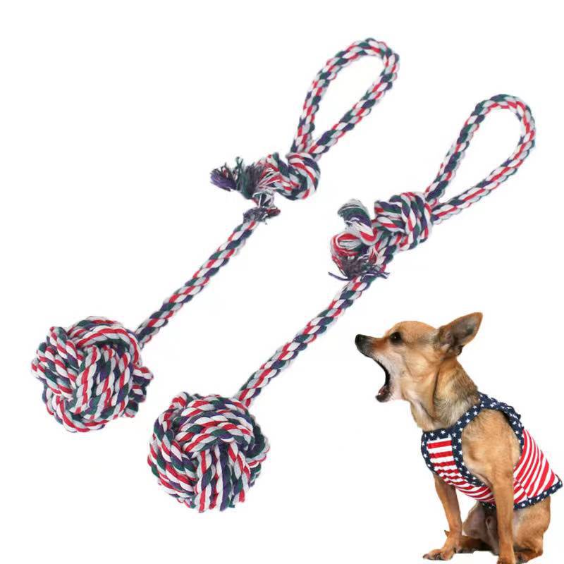 Dog teething resistant cotton rope toys, small, medium and large dog toys, knotted toys, braided chewing ropes for pets