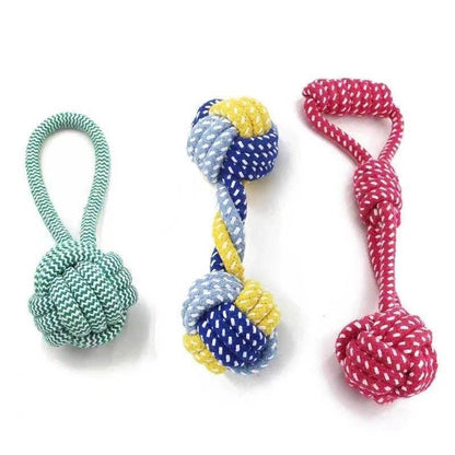Dog teething resistant cotton rope toys, small, medium and large dog toys, knotted toys, braided chewing ropes for pets