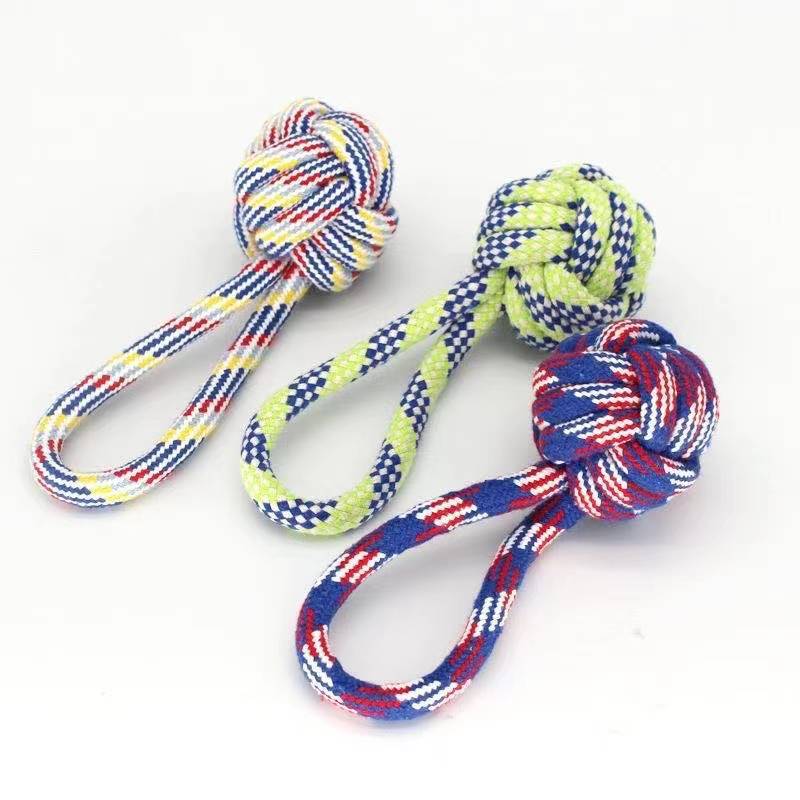 Dog teething resistant cotton rope toys, small, medium and large dog toys, knotted toys, braided chewing ropes for pets