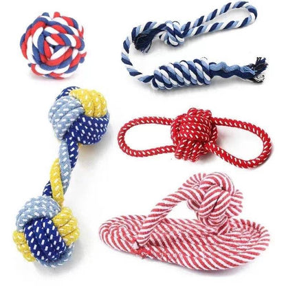 Dog teething resistant cotton rope toys, small, medium and large dog toys, knotted toys, braided chewing ropes for pets