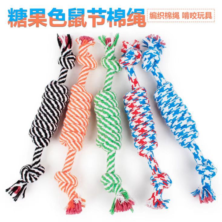 Dog teething resistant cotton rope toys, small, medium and large dog toys, knotted toys, braided chewing ropes for pets