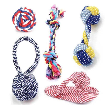 Dog teething resistant cotton rope toys, small, medium and large dog toys, knotted toys, braided chewing ropes for pets