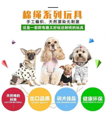 Dog teething resistant cotton rope toys, small, medium and large dog toys, knotted toys, braided chewing ropes for pets