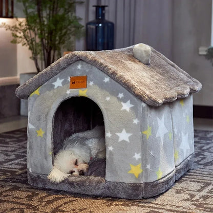 Indoor Foldable Dog House Bed With Cushion For Pets