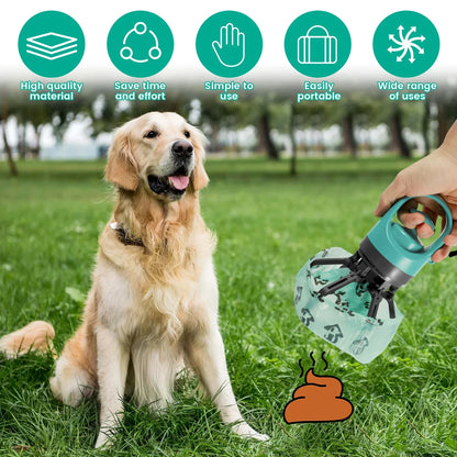 Dog Poop Scooper with Waste Bags - 6-Claw Portable Design
