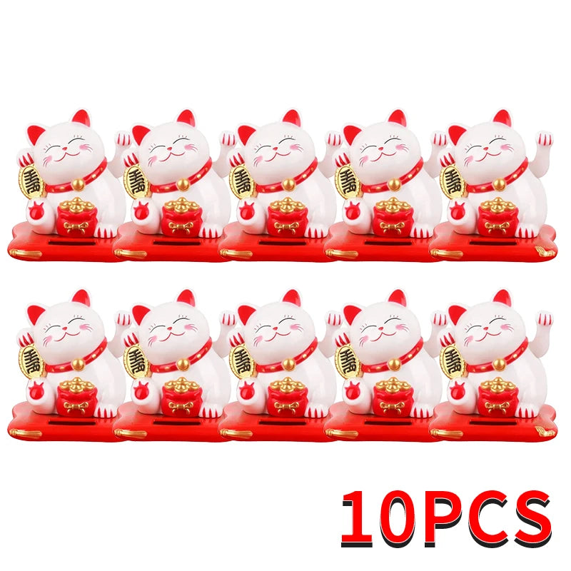 1pc Lucky Beckoning Cat Solar Powered Waving Wealth Good Fortune Awaits Solar-Powered Ornaments For Home, Office, And C