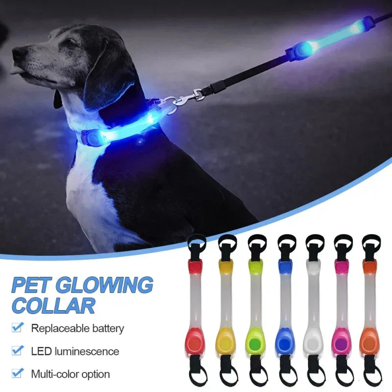 Waterproof LED Dog Collar with Glowing Safety Light, Multi-Color Pendants, Night Visibility Pet Collar for Outdoor Use