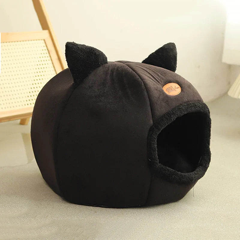 Cozy Deep Sleep Cat Cave Bed – Warm Winter House with Removable Cushion for Cats and Small Dogs