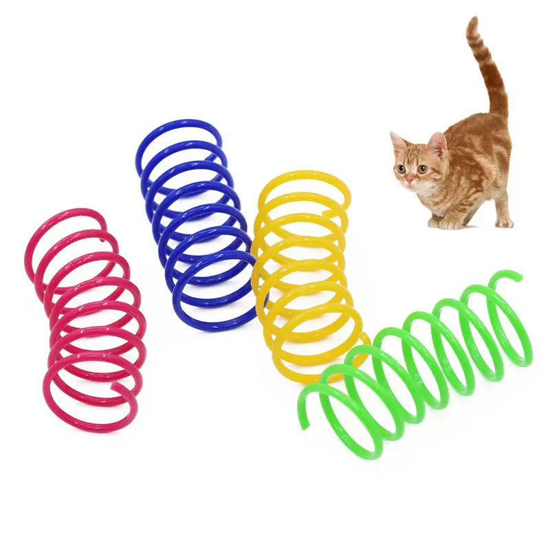 Plastic Spring Cat Toy, Colorful Jumping Bounce Springs for Cats, Scratch-Resistant Bite-Safe Interactive Kitten Toy