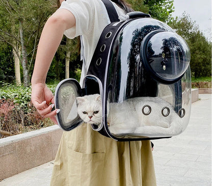 Pet Cat Carrying Bag - Space Pet Backpacks Breathable Portable Transparent Backpack for Puppy Dog Transport Carrier Space Capsule Bags
