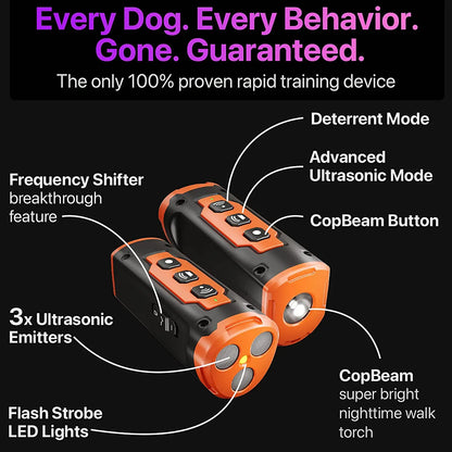 Dog Repeller Ultrasonic Dog Training Device Rechargeable Anti Dog Bark Deterrent Device With LED Flashlight
