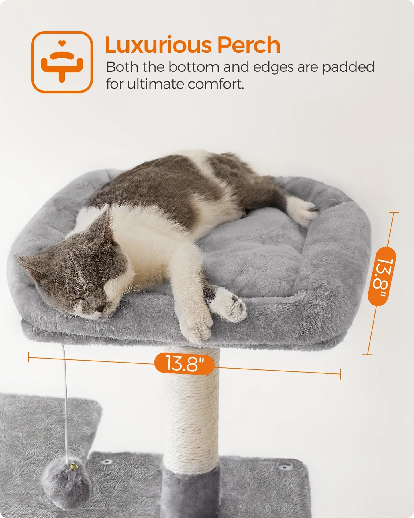 Feandrea 56.3-Inch Cat Tower for Indoor Cats, Multi-Level Cat Condo with 4 Scratching Posts, 2 Perches, Hammock, Cave