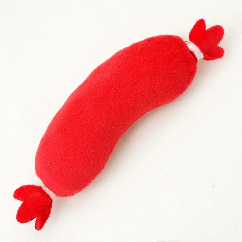 Dog Sound Plush Chew Toy, Bite-Resistant Squeaky Puppy Interactive Chewing Toy, Hot Dog Shape Pet Grinding Teeth Plush Toy for Small and Medium Dogs