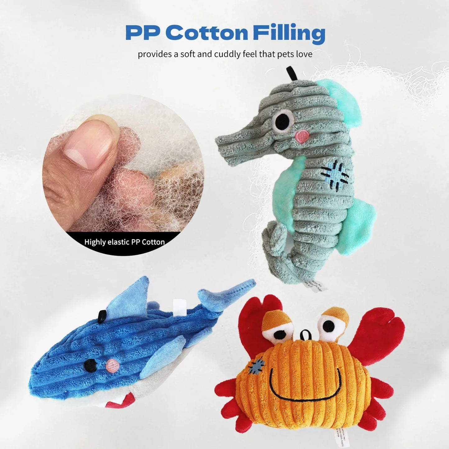 🐶 Plush Toys for Small Dogs – Squeaky Soft Ocean Series