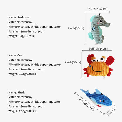 🐶 Plush Toys for Small Dogs – Squeaky Soft Ocean Series