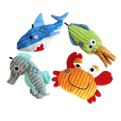 🐶 Plush Toys for Small Dogs – Squeaky Soft Ocean Series