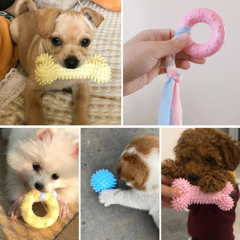 Pet Dog Chew Toys For Small Dog, TPR Knot Toys Bite Resistant, Molar Teeth Cleaning, Training and Interactive