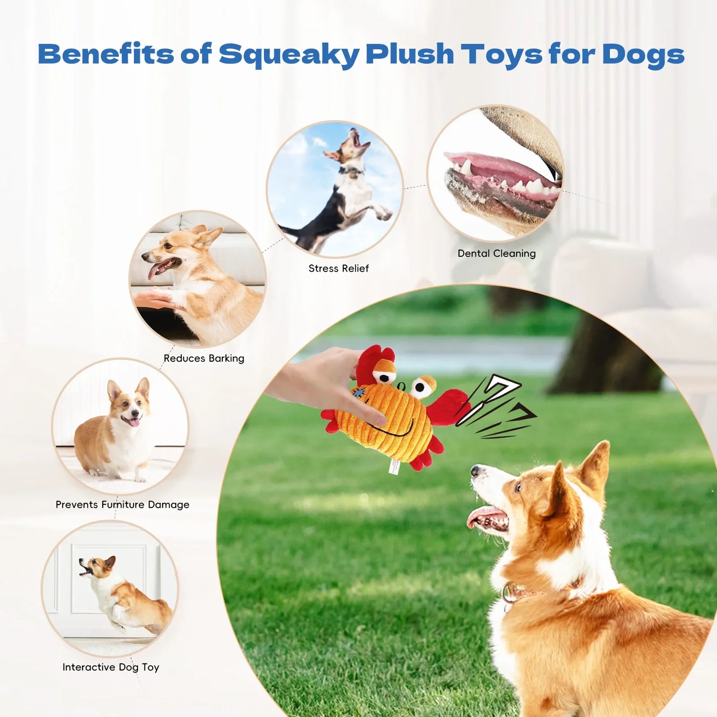 🐶 Plush Toys for Small Dogs – Squeaky Soft Ocean Series