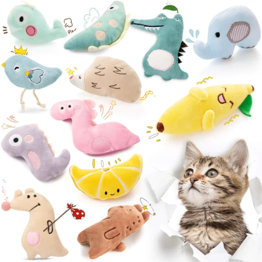 Cute Plush Cat Chew Toy - Interactive Molar Bite Toy