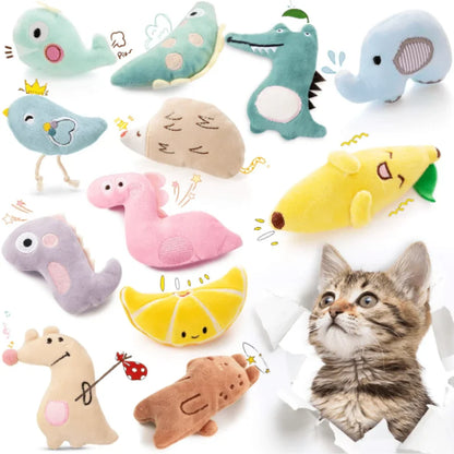 Cute Plush Cat Chew Toy - Interactive Molar Bite Toy