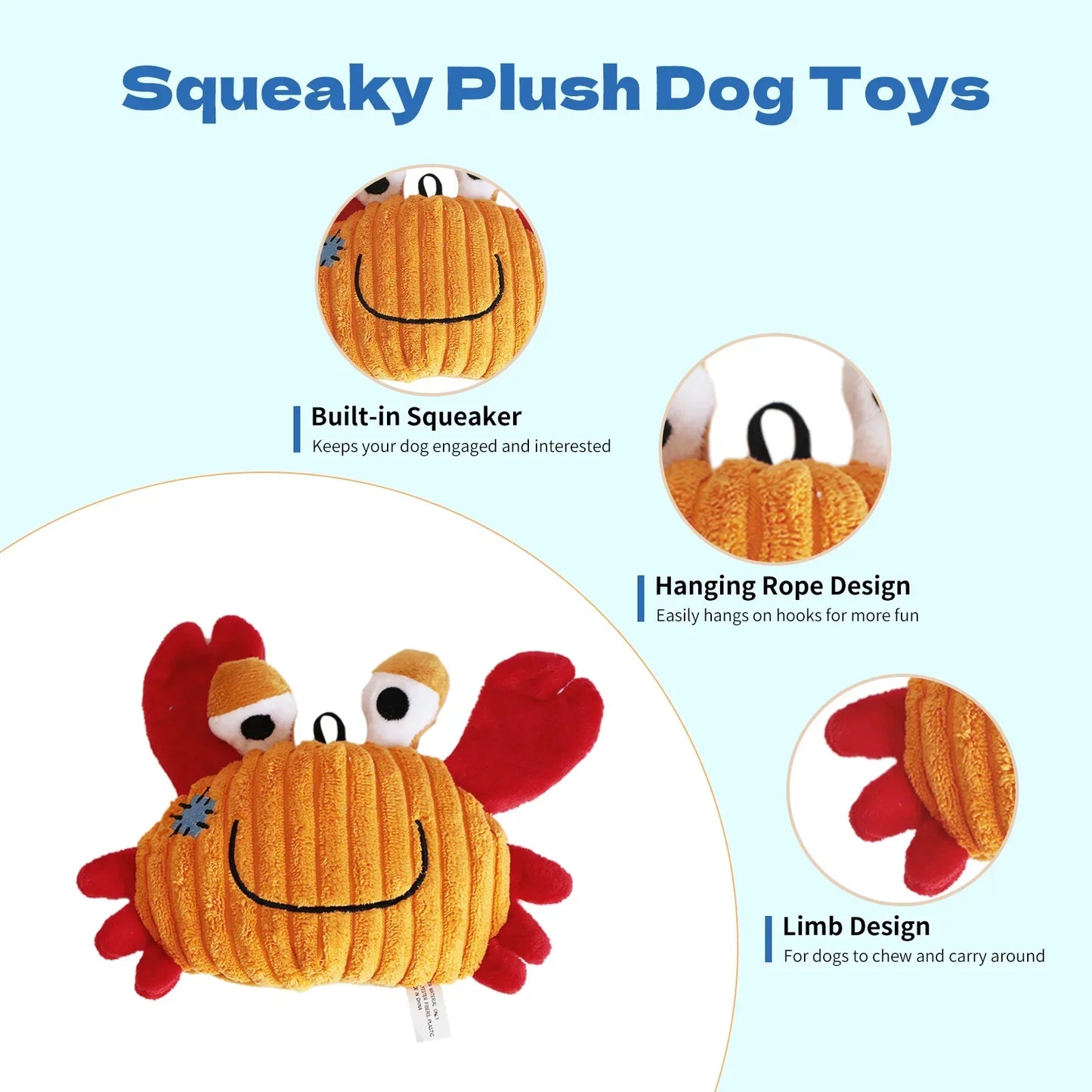 🐶 Plush Toys for Small Dogs – Squeaky Soft Ocean Series