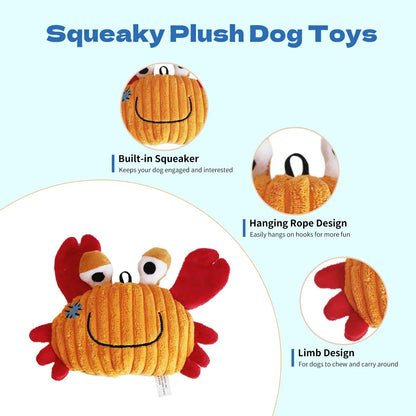 🐶 Plush Toys for Small Dogs – Squeaky Soft Ocean Series