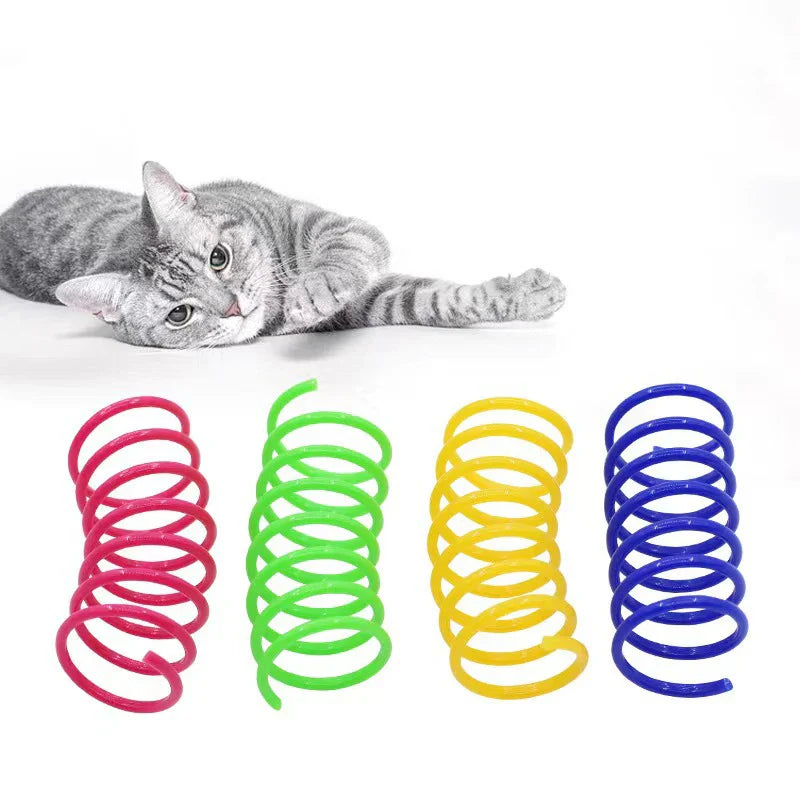 Plastic Spring Cat Toy, Colorful Jumping Bounce Springs for Cats, Scratch-Resistant Bite-Safe Interactive Kitten Toy