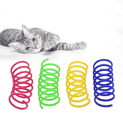 Plastic Spring Cat Toy, Colorful Jumping Bounce Springs for Cats, Scratch-Resistant Bite-Safe Interactive Kitten Toy