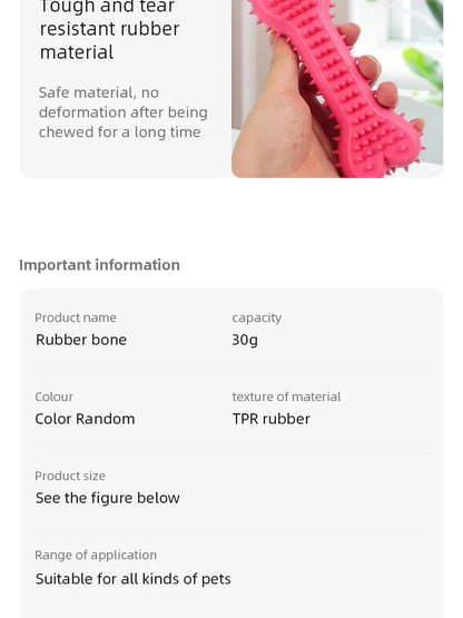 Soft Rubber Bone Shaped Chew Toy for Small Dogs Teeth Grinding Training