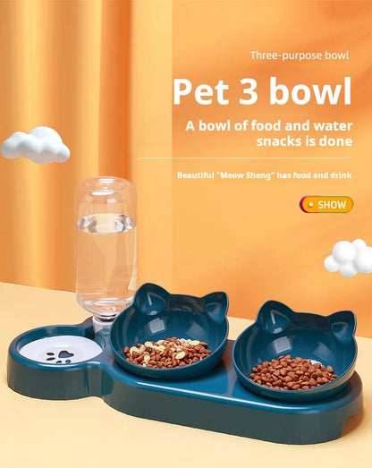 Pet Bowls With Water Feeder, 3 In 1 Ear Design