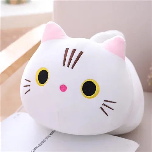 Chubby Cat Plush Pillow | Ultra-Soft Stuffed Animal | Kawaii Round Nap Companion