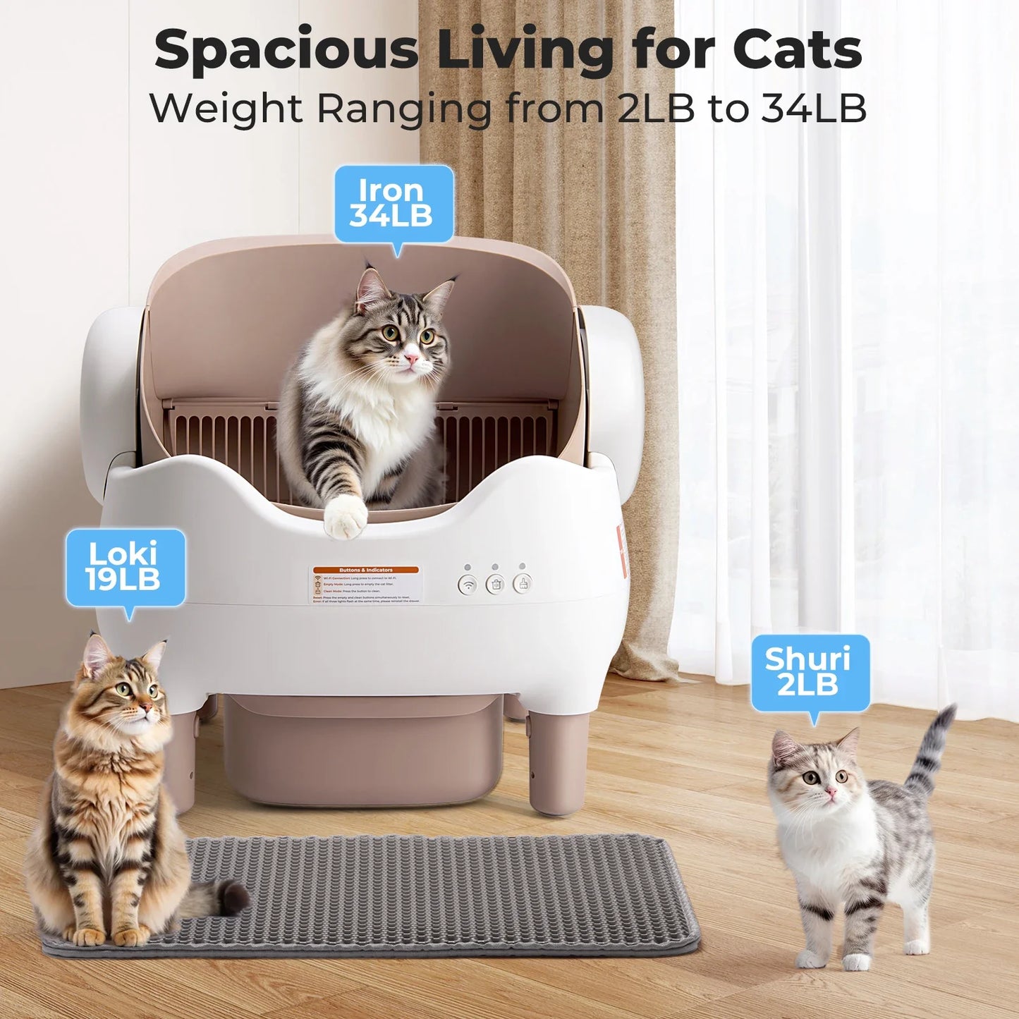 Lunapurr Self Cleaning Litter Box With App Control For Multi-Cat