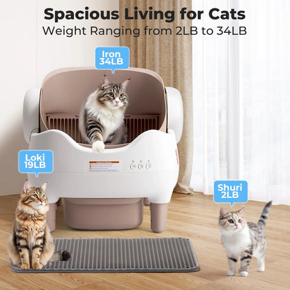 Lunapurr Self Cleaning Litter Box With App Control For Multi-Cat