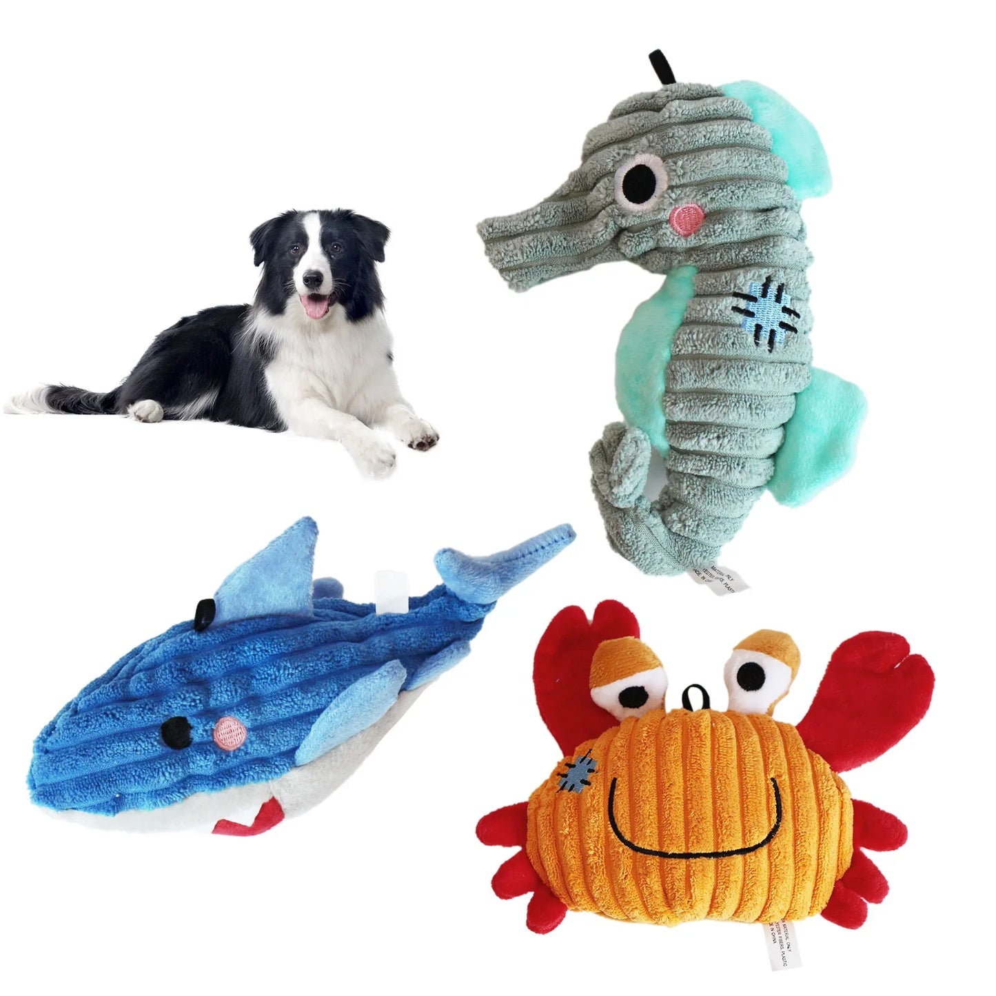 🐶 Plush Toys for Small Dogs – Squeaky Soft Ocean Series