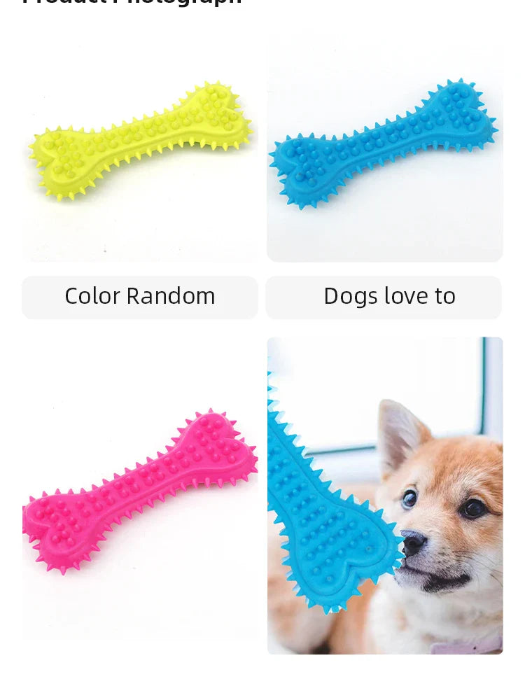Soft Rubber Bone Shaped Chew Toy for Small Dogs Teeth Grinding Training