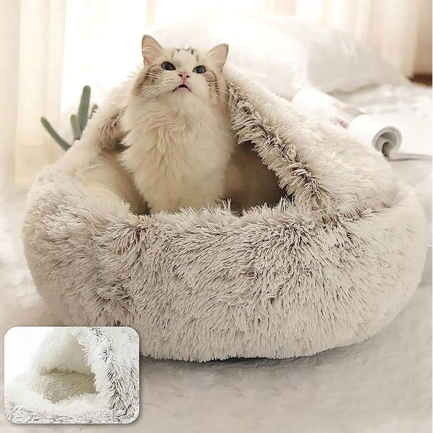 2-in-1 Cat Snuggle Cave – Plush Bed for Aussie Cats