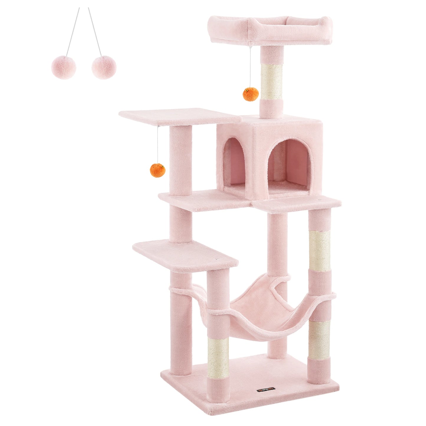 Feandrea 56.3-Inch Cat Tower for Indoor Cats, Multi-Level Cat Condo with 4 Scratching Posts, 2 Perches, Hammock, Cave