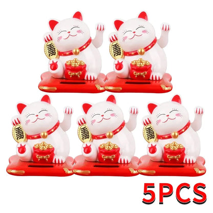1pc Lucky Beckoning Cat Solar Powered Waving Wealth Good Fortune Awaits Solar-Powered Ornaments For Home, Office, And C
