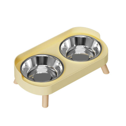 A Colorful Dopamine Pet Double Bowl Fashion Feeding Large Capacity Stainless Steel Dog Bowl Drinking Water Neck Cat Double Bowl