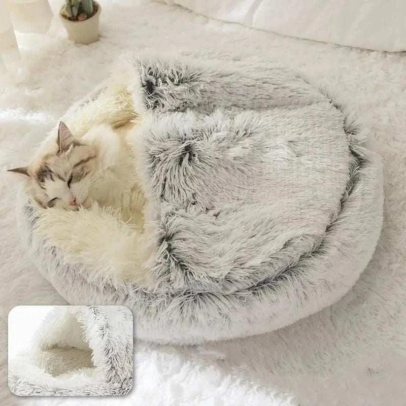2-in-1 Cat Snuggle Cave – Plush Bed for Aussie Cats